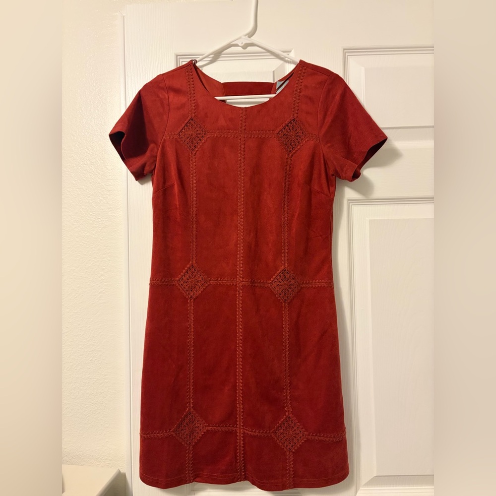 Burnt Orange Suede Mini Dress